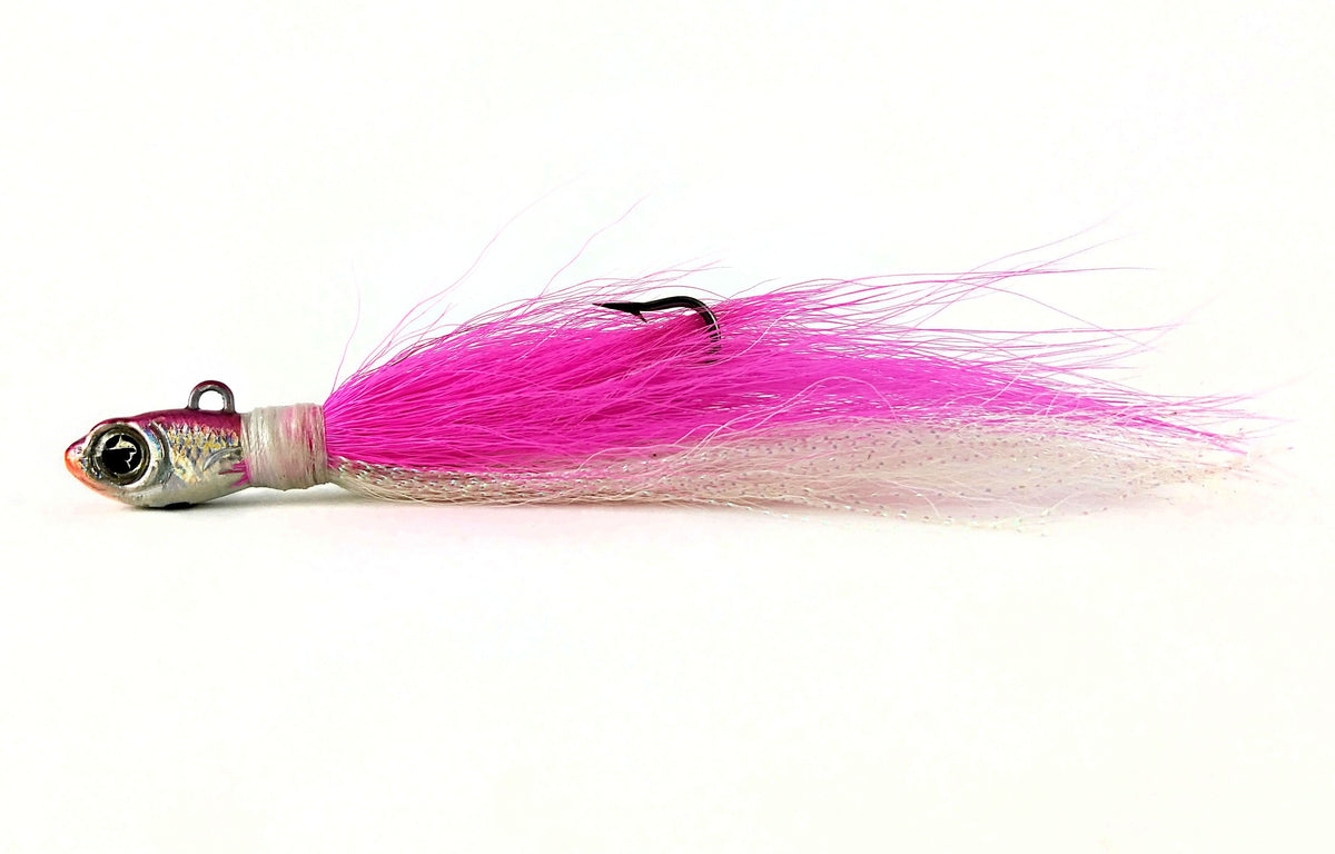 Hutch Tackle Bucktail Jigs, Pink/White / 3/16 oz.